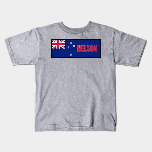 Nelson City in New Zealand Flag Kids T-Shirt by aybe7elf